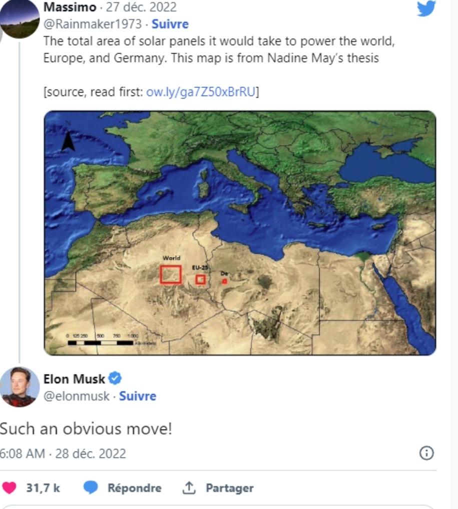 PreuveDz's tweet photo. @Le360fr 🇩🇿⚡| Selon les experts en energie renouvelable, le Maroc peut produire 20,000Kwatt solaire/an.

L'Algerie c'est 160,000Kwatt solaire/an grace à son Sahara qui est la plus grande banque solaire au monde. Le gaz fera le relais quand le soleil se couchera. L'Algerie sera le leader. https://t.co/nWVteLuixB