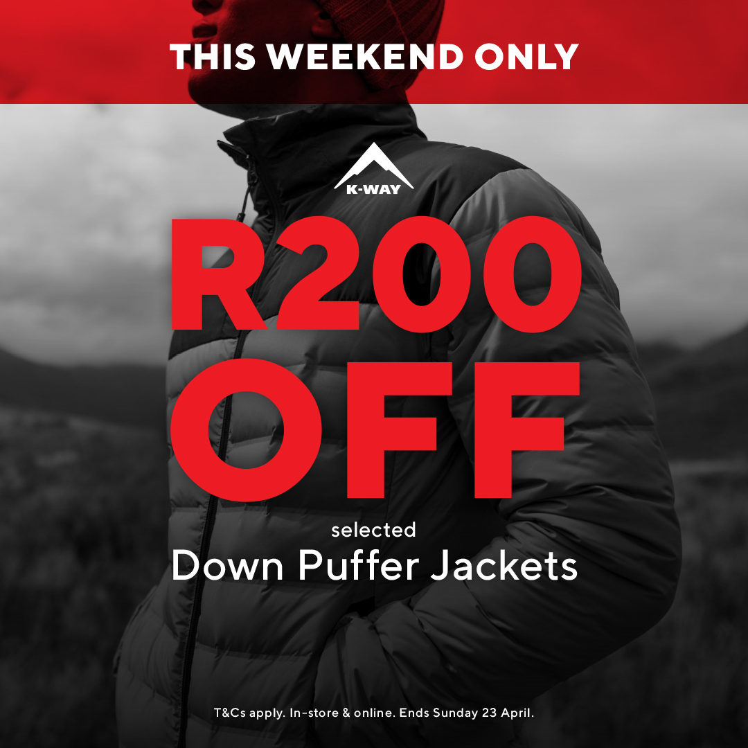 capeunionmart's tweet image. Beat the cold this weekend and get R200 OFF selected K-Way Down Jackets.

Shop NOW - online and in-store. This weekend only.

T&amp;amp;Cs apply. Ends Sunday, 23 April. ⏰

🔗 Save R200: bit.ly/43SMLGK

#CapeUnionMart #AdventureStartsHere #WinterAdventures #AdventureEverywhere
