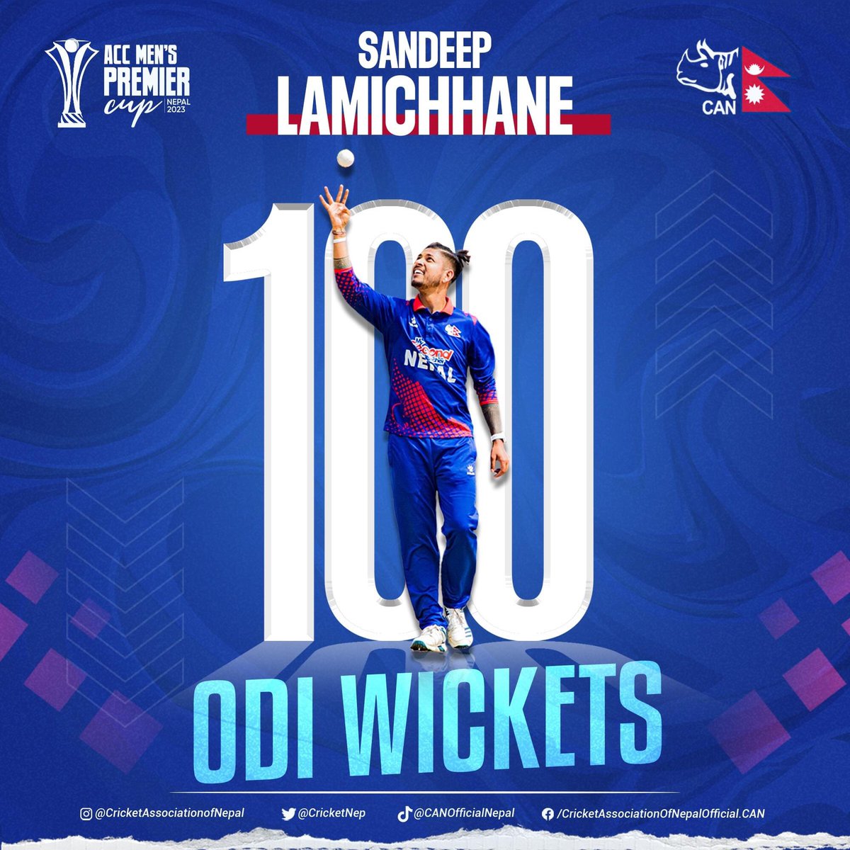 World record alert 
Fastest to 100 ODI WICKET 
#nepal #ACCPremierCup #roadtoasiacup