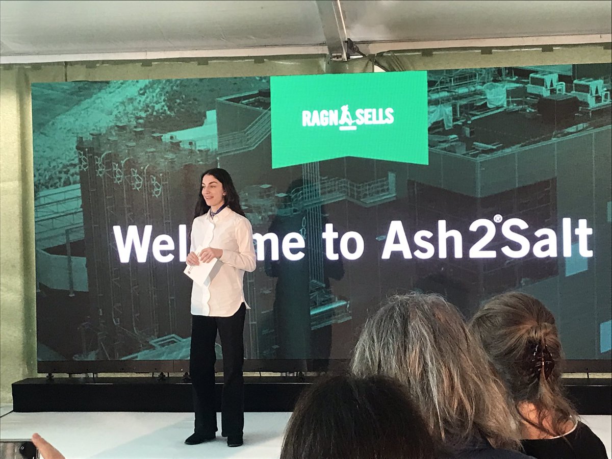 Swedish Env Minister <a href="/RPourmokhtari/">Romina Pourmokhtari</a> speaking at the @RagnSells_Swe inaugeration of the #Ash2Salt plant in Högbytorp with the process systems delivered under EPC contract by #HitachiZosenInova