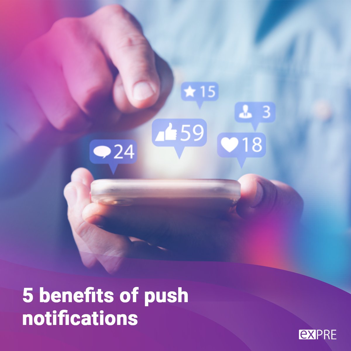 exprecloud's tweet photo. Push notifications are a powerful way to reach users where they are.  Thanks to effective push-notifications you can easily: 👉 capture good leads 👉 increase return traffic 👉 improve the user experience 👉 learn about your customer 👉 earn higher engagement https://t.co/CwSnOcqiGR