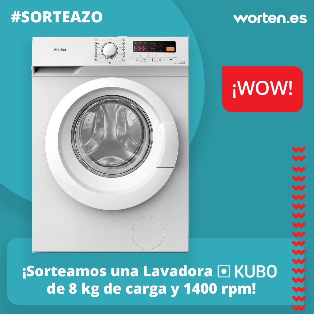 [SORTEO] Sigo con el sorteo de una lavadora. Te va a venir bien, confía ¡Toma sorteazo!  Llévate esta Lavadora #KUBO de 8kg de carga (¡para toda la familia!Y 1400 rpm (WOW!) participando. ¿Cómo?

1. Síguenos @wortenes
2 Etiqueta a un amigo/a

Si haces RT o like te querré mucho.