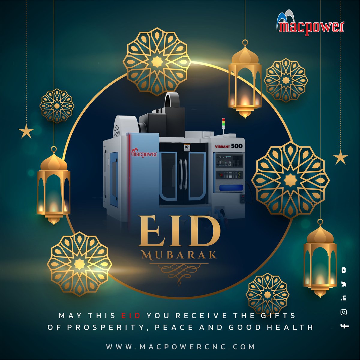 Macpower_CNC's tweet photo. May this EID you Receive the gifts of Prosperity, Peace &amp; Good Health...!!!
Macpower Family Wishes you a Happy EID Mubarak...!!!

#gujarat #machine #VMC #MACHINETOOLS #tooling #cnc #technology #macpower #Eid #EidUlFitr https://t.co/txyYgCNXmZ