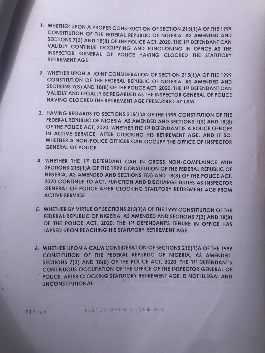 mrfestusogun's tweet photo. I have now filed a lawsuit against the IGP at the Federal High Court seeking for the court’s intervention over his continuous stay in office after his retirement. I firmly believe that his continuous stay in office is illegal and unconstitutional. Rule of law must reign supreme. https://t.co/gHXPVwwuGG