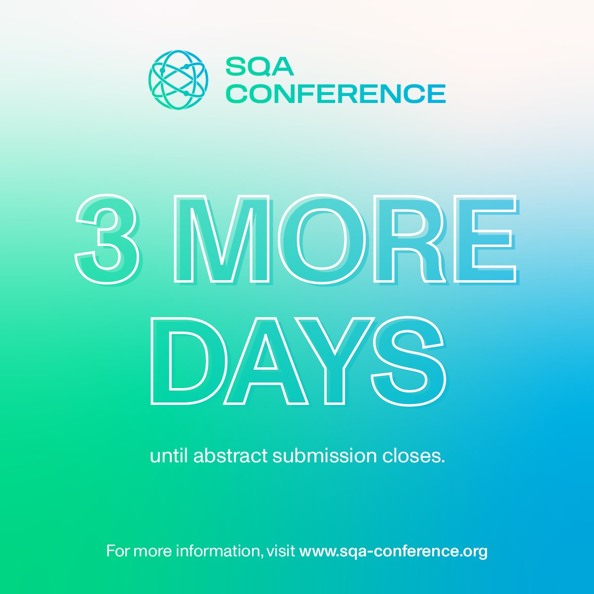 There are only 3 days left to submit your abstract for SQA Conference 2023. Act fast and don't miss out on this chance to present your research! ⏰

forms.gle/7fEfUQr2Kca8vy…

#SQAConf2023 #SQAConference