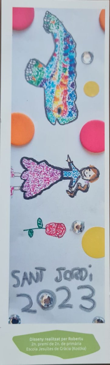 🐊 📖 En el marc de les activitats de #SantJordi,  2 alumnes de #JEGràcia han estat guanyadors de la 6a edició del concurs de punts de llibre 🔖 de "Sant Jordi i el drac del Park Güell".
Enhorabona, Pablo Gótor (1r premi) i Eric Riera (2n premi).
Gràcies <a href="/Bcn_Gracia/">BCN Gràcia</a>!