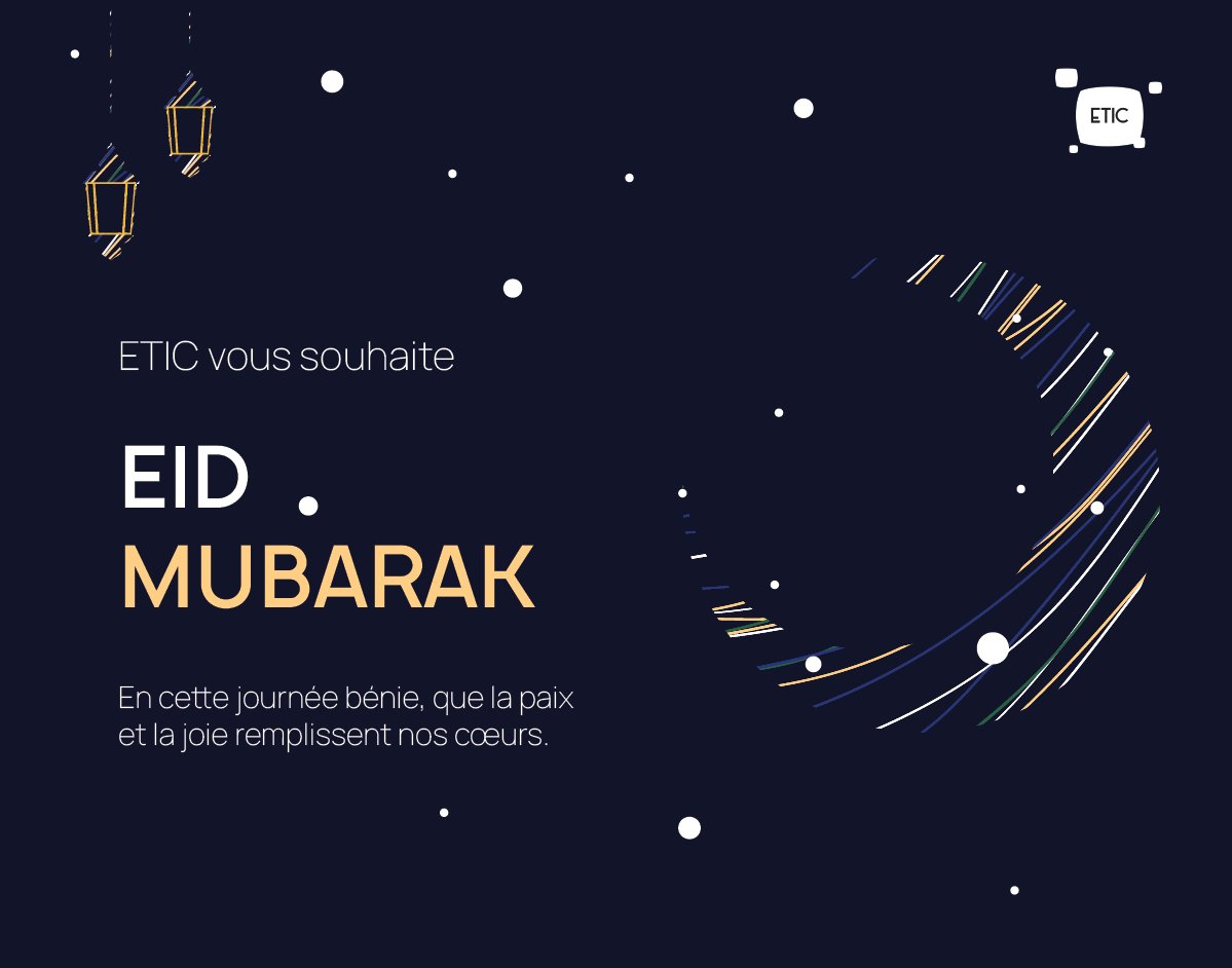 ETIC_Club's tweet photo. Que cette fin de Ramadan et le début de l’Aid Al-Fitr soient l’occasion pour nous de renforcer notre foi et de renouveler notre engagement envers Dieu et envers notre communauté.

Aidkoum Moubarak ☪️🤍

#EidUlFitr  #EidMubarak https://t.co/xGBZ9vk8As