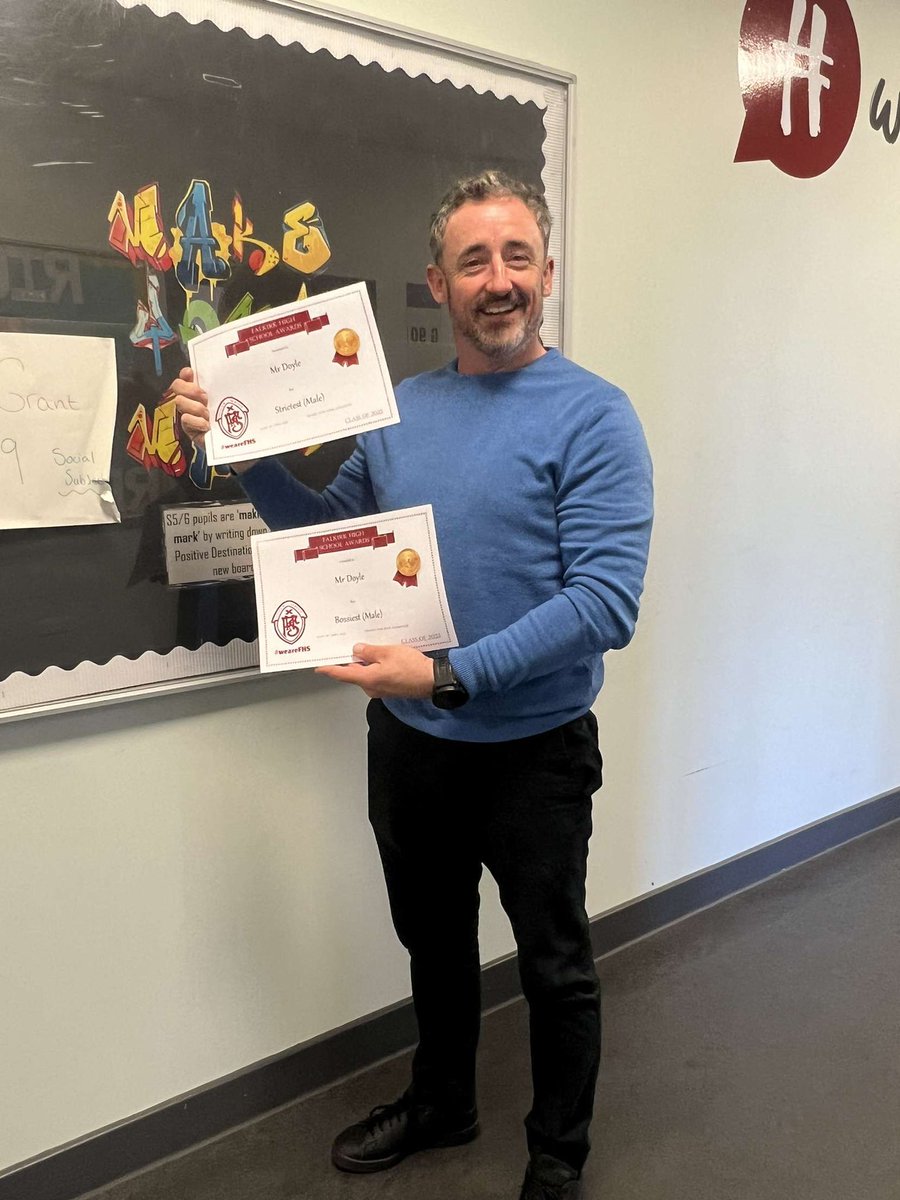 S6 Teacher awards - Congratulations to Mr Doyle

Bossiest teacher
Strictest teacher

There seems to be a common theme! 👏🌟🙌 <a href="/FHS_HistoryDept/">FHS History Department</a>