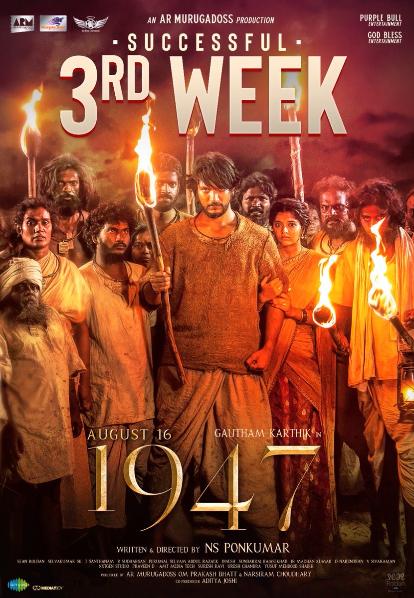 😍🔥Stepping into 3️⃣rd week with more blessings from all corners. #1947AUGUST16 - Massive HIT Please go and watch in theatre near your cinemas🙏🙏