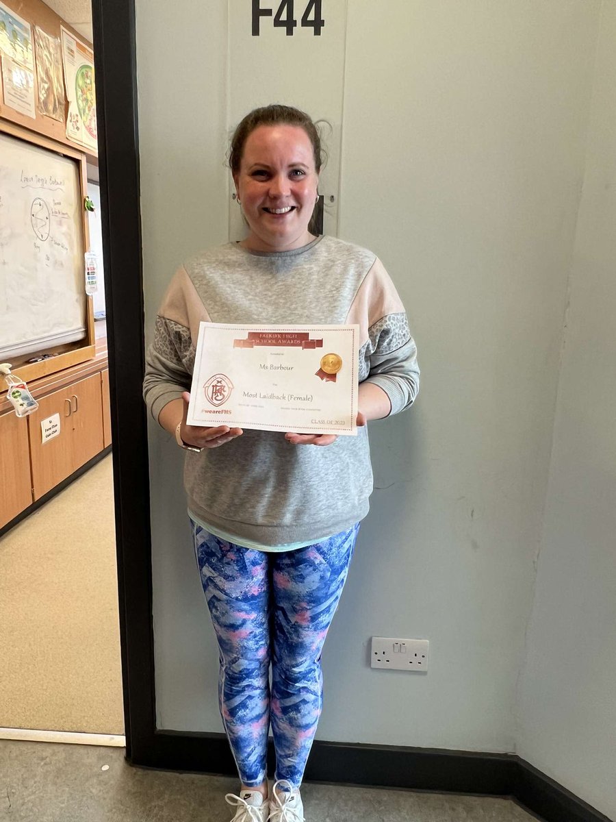 S6 teacher awards - congratulations to Ms Barbour

Most laidback teacher
Well done🌟👏🙌 <a href="/FHSPhysicalEd/">FHSPhysicalEducation</a>