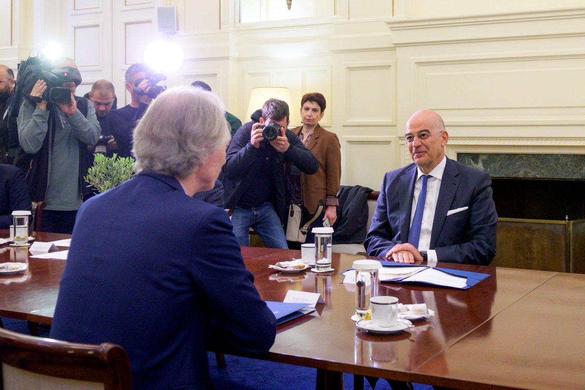 FM <a href="/NikosDendias/">Nikos Dendias</a> &amp; #UN SG’s Special Envoy for #Syria  <a href="/GeirOPedersen/">Geir O. Pedersen</a> met today at <a href="/GreeceMFA/">Υπουργείο Εξωτερικών</a> and discussed dvpts related to Syria