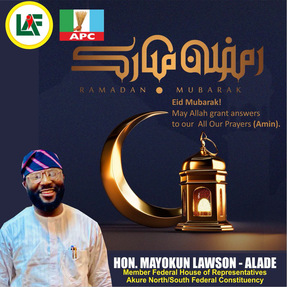 LAFoundation_Ng's tweet photo. Ramadan Mubarak to all our Muslim brothers and Sisters, May Allah answer all our prayers. Eid Mubarak. #RamadanMubarak #Ramadan2023 https://t.co/XV3pXwB1Fa
