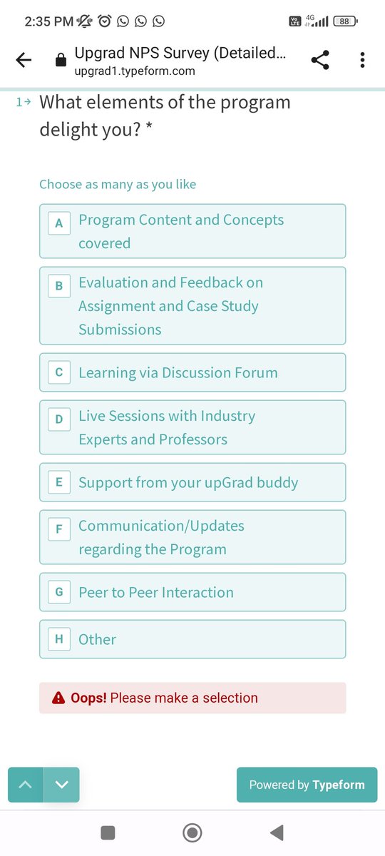 RitobrotoS's tweet photo. @upGrad_edu pls add an option "NOTHING". Especially for people taking Digital Mktg courses, and u guys r preaching the opt in/ out. https://t.co/Dy8LvArRve