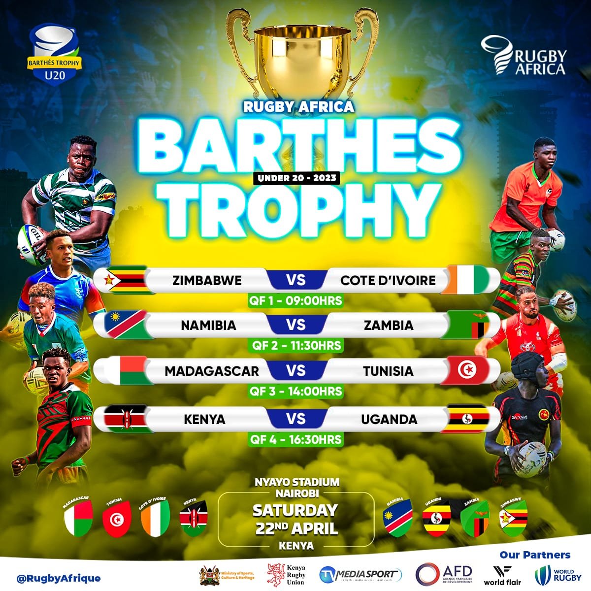 Let's give a huge shoutout to the Kenya U20 Chipu rugby team as they compete in the Barthes Trophy tournament! Your hard work and dedication to the sport is truly inspiring. Keep pushing and making your country proud 🏉🇰🇪 #KenyaRugby #Chipu #BarthesTrophy #rugby #kenya #Uganda