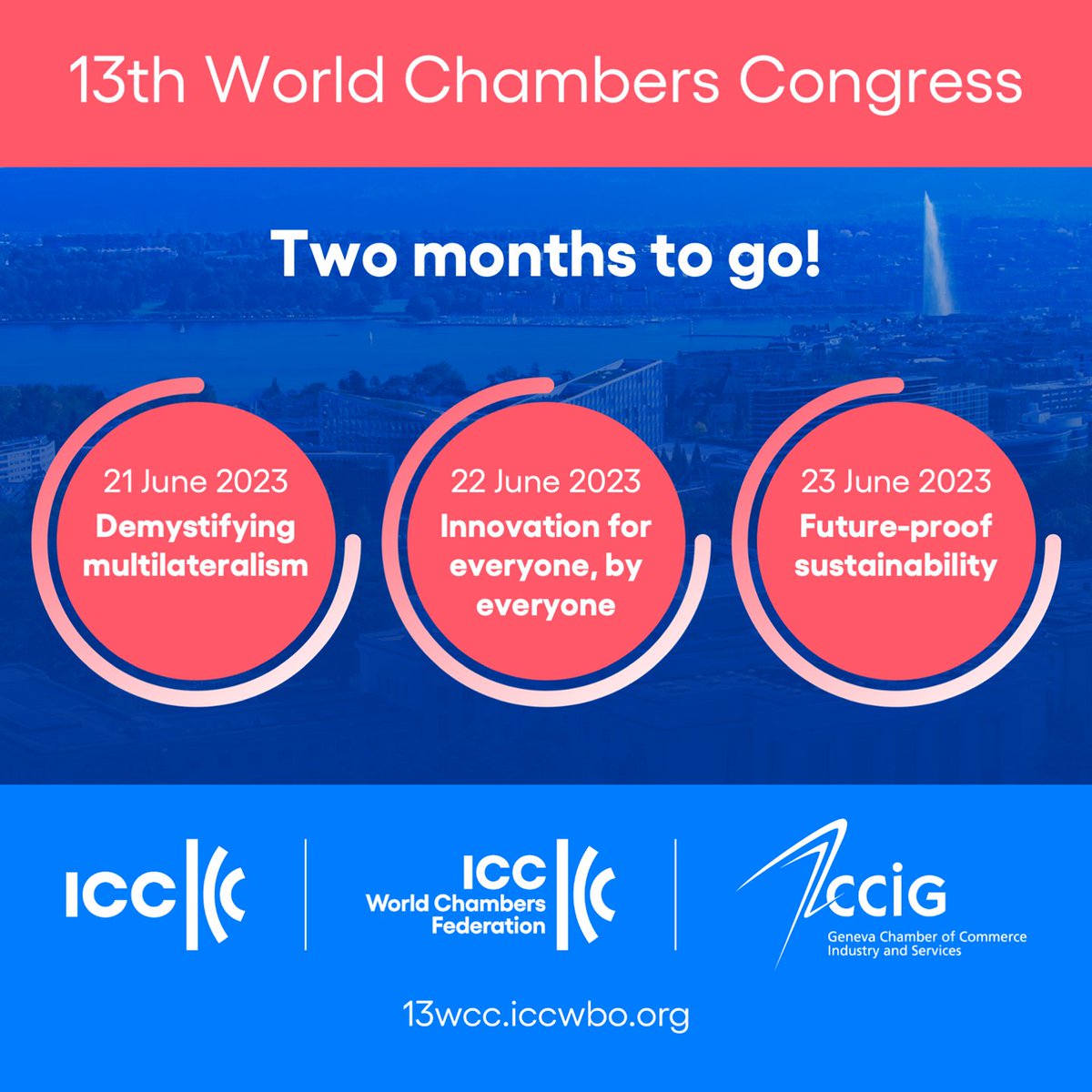 ICCSecGen's tweet photo. Only two months to go before the 13th World Chamber Congress in Geneva.

I hope you will join me at #13WCC to learn how businesses and chambers can collaborate to bring about positive change on the international stage.

https://t.co/1HPnhoprVK

@WorldChambers @iccwbo @ccig1865 https://t.co/90uCDqN4XU