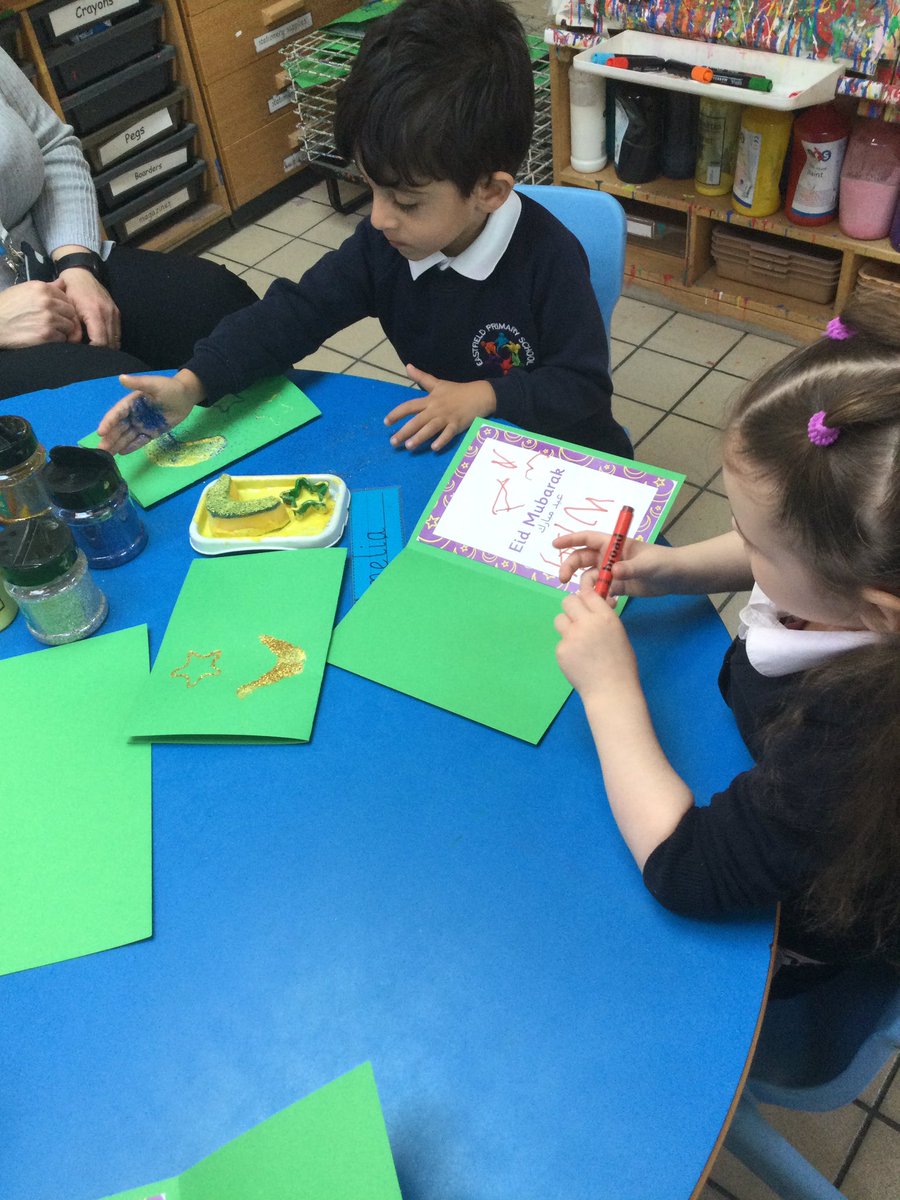 Eid Mubarak to all those celebrating today! Our Nursery children enjoyed learning about Eid and making Eid cards yesterday. This was also another opportunity for them to practise their name writing skills. @Eastfield_EN3 @Ivy_Trust @hussain_roksana