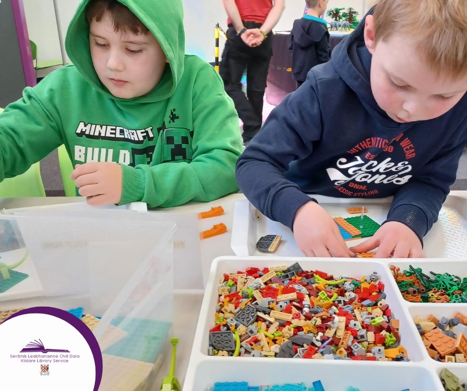 kildarelibrary's tweet photo. LEGO in #AthyLibrary 😀
Jessica Farrell brough along a huge selection of Dinosaur themed LEGO. We had a LEGO pit with larger pieces to create towers, houses, trains & landscapes. The older children had the challenge of creating a dinosaur habitat. https://t.co/tDR3O41jz7