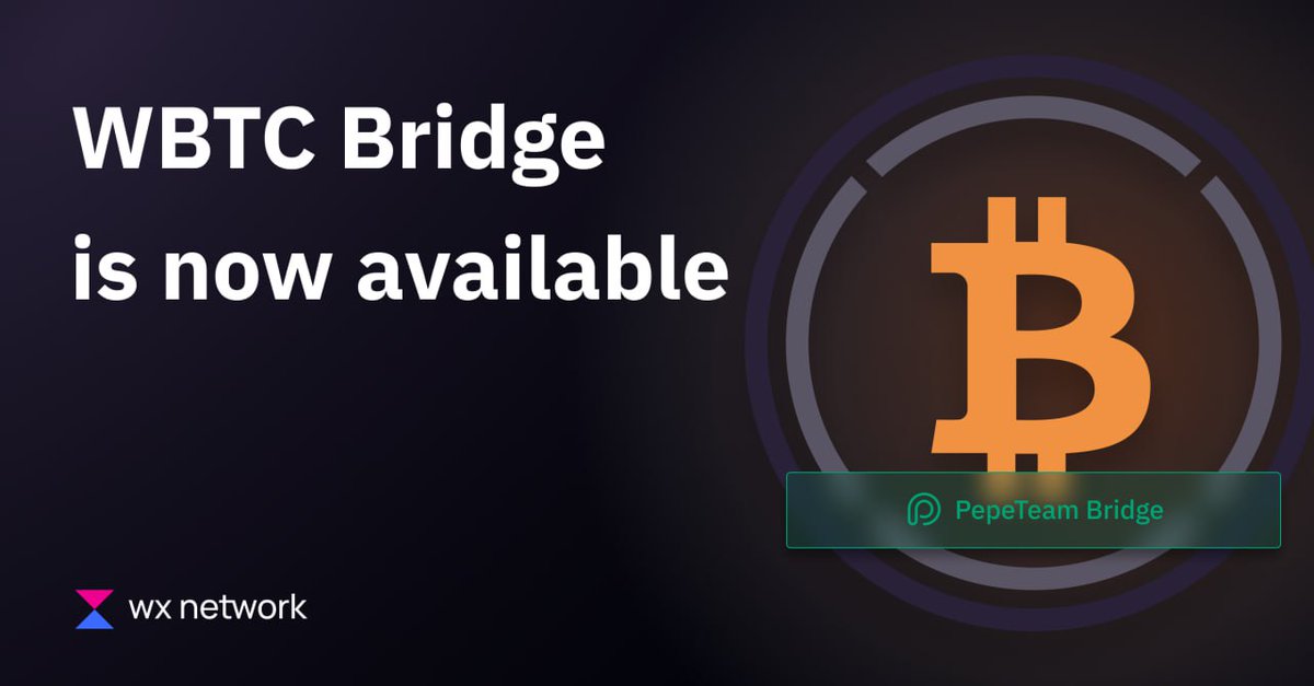 🚨WBTC Bridge🚨

PepeTeam WBTC BridgeがWX Networkで利用可能になりました！
分散型クロスチェーン転送のためにPepeTeamによる新しいブリッジを使用してください😎
また新しいトークンやチェーンが近日中に追加されますので、ご期待ください🚀。
waves.exchange/deposit/WBTC