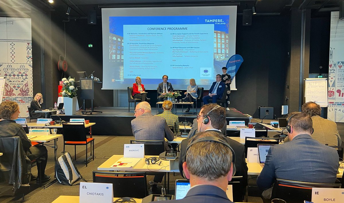 jherreraUE's tweet photo. En la Conferencia del CdR sobre experiencias europeas en prevención del sinhogarismo (Tampere 🇫🇮) he hablado de #Cancerless #PEGD donde @ComunidadMadrid @MADRID #Londres #Viena y #Atenas trabajamos juntos en la prevención, detección y tratamiento del cáncer de personas sin hogar https://t.co/tTNvoD094T