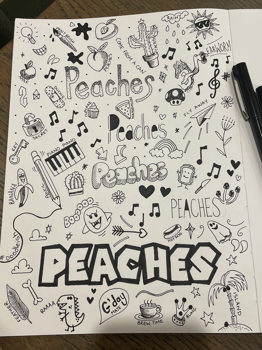 ZoeyDevaney's tweet photo. #doodleish number 5 is sponsored by this earworm. Been in my head since we went to the movies last week. Can you guess what we watched? #PeachesPeaches 
@JenniSpangler1 @chrismouldink https://t.co/51HOjUh5Dd