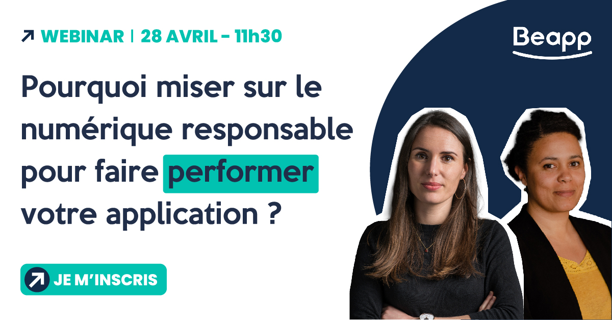 Performer avec son application tout en limitant son empreinte environnementale et sociale c'est possible ! Découvrez comment lors de notre prochain webinar, le vendredi 28 avril à 11h30. Toutes les infos 👉 urlz.fr/lwkt