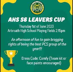 The most exciting and competitive time of year is almost here for our S6s!

Make sure you come and represent your PCS group, and take home the glory of the S6 Leaver’s Cup for 2023! 💪🏻💪🏻