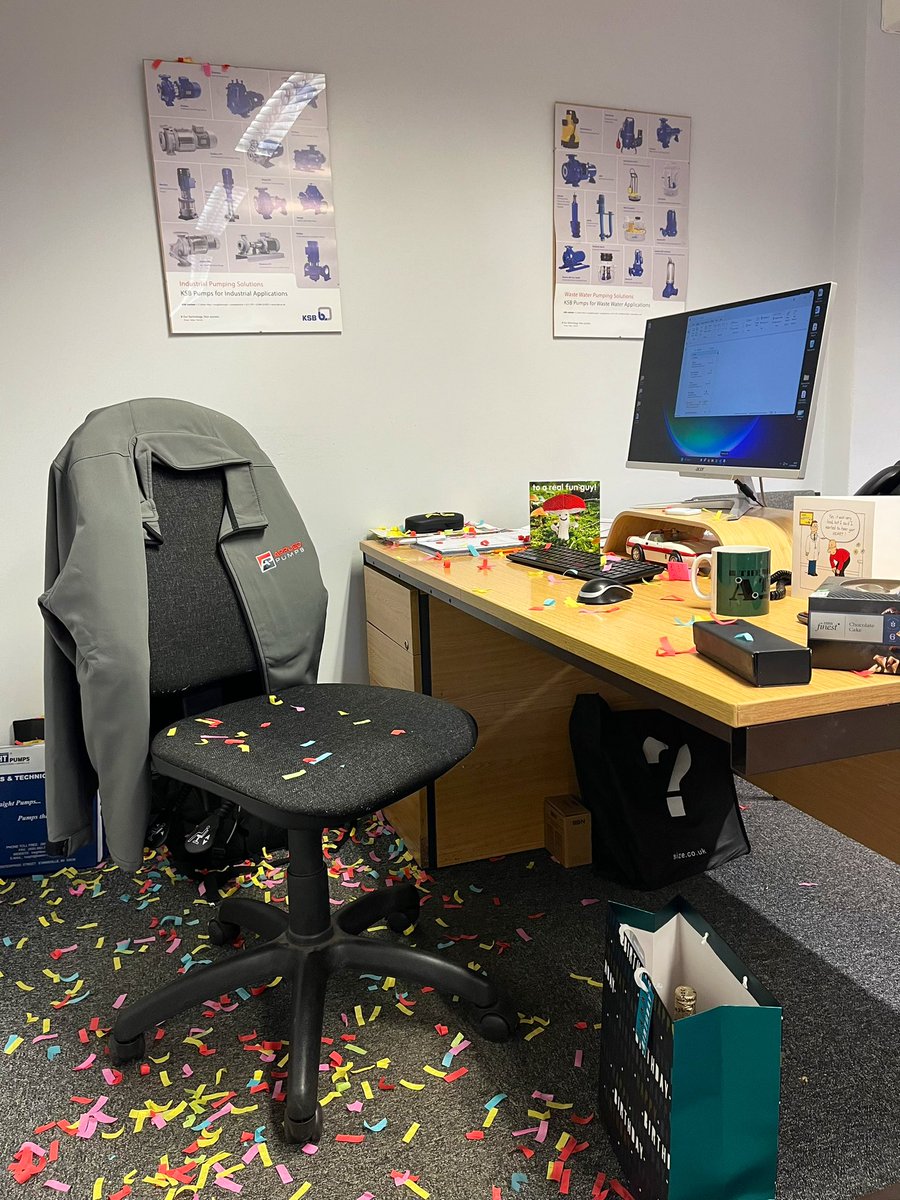AppliedPumps's tweet photo. The team is celebrating  Steven’s birthday. Cathy went full on with a confetti cannon!🎉🎉🎉 https://t.co/fsk6Ym7gPC