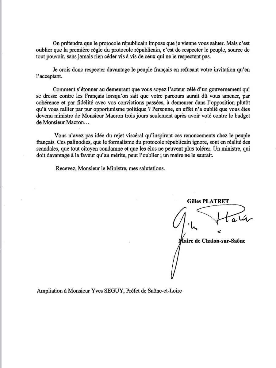 Le Ministre du Travail, artisan acharné du passage en force de la #ReformeDesRetaites trop pressé de passer à autre chose, m’invite à sa table lors de son passage à Chalon. C’est hors de question ! Je viens de lui dire pourquoi.