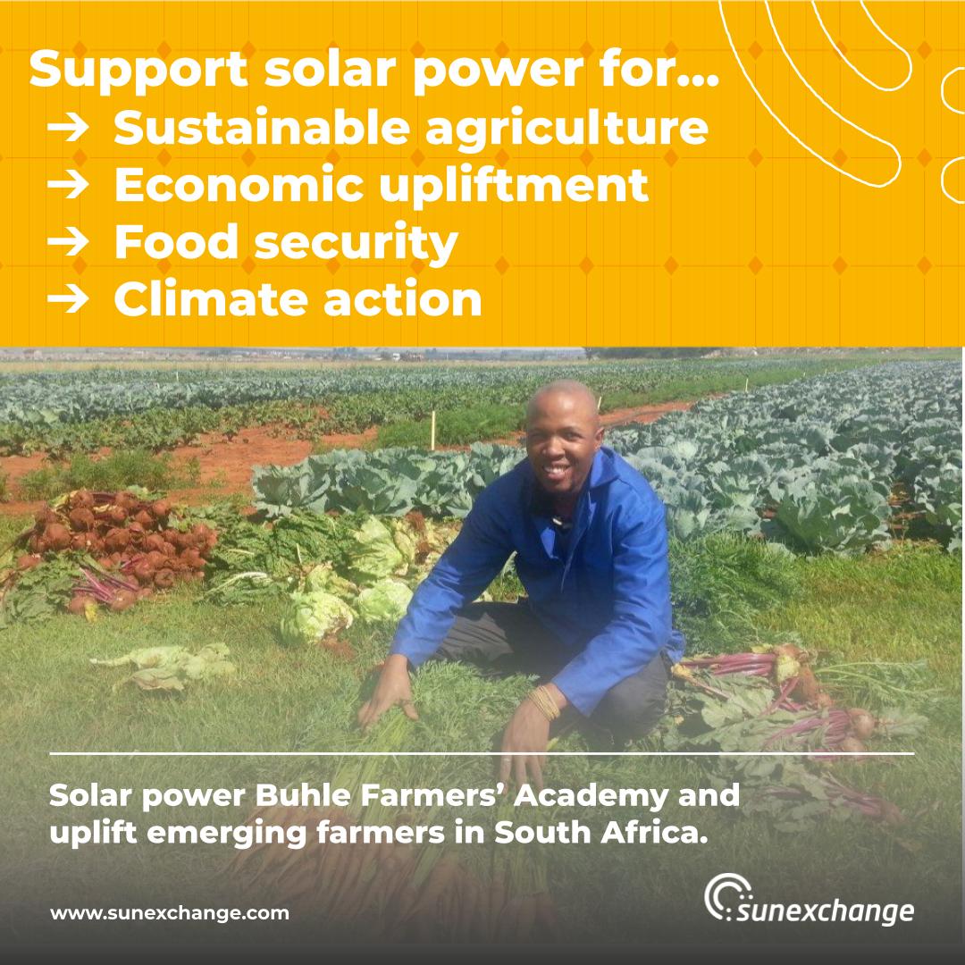 TheSunExchange's tweet photo. Want to make a real impact for #EarthDay2023? 🌍 For $5, solar power @BuhlefarmersA, an NPO tackling poverty and food insecurity by training South Africa's emerging farmers. 🌱 Help them cut energy costs by up to 70% and transition to sustainable energy.☀️
https://t.co/RHPbDAvUXU https://t.co/FEtloLU0ca
