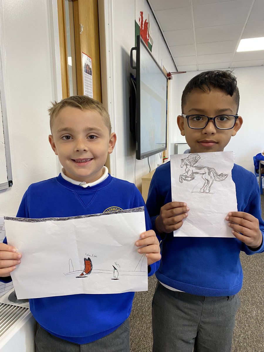 gwaunmeisgyn's tweet photo. Our friends in Dosbarth Pinc have been doing some home learning this week after we learned how to draw the characters from our film premiere on Tuesday ✍️ 👏🏼 😊 #creativecariad Bendigedig 👍🏻 https://t.co/vD2dVDRG2z