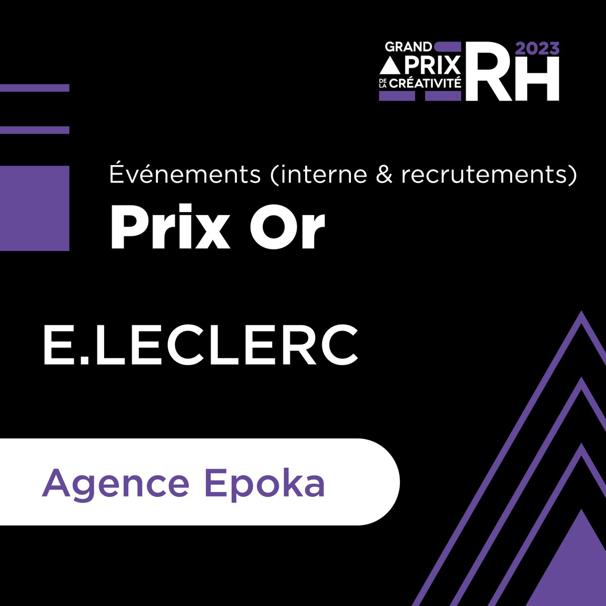 Le prix or 🥇 de la catégorie Evénements (interne &amp; recrutement) est attribué à <a href="/Leclerc/">E.Leclerc</a> et l’agence @epoka_agency pour le projet : La Grande Rencontre

Félicitations pour ce prix 🏆

#CréaRH #Révélation #GPCRH2023 #ACCE
