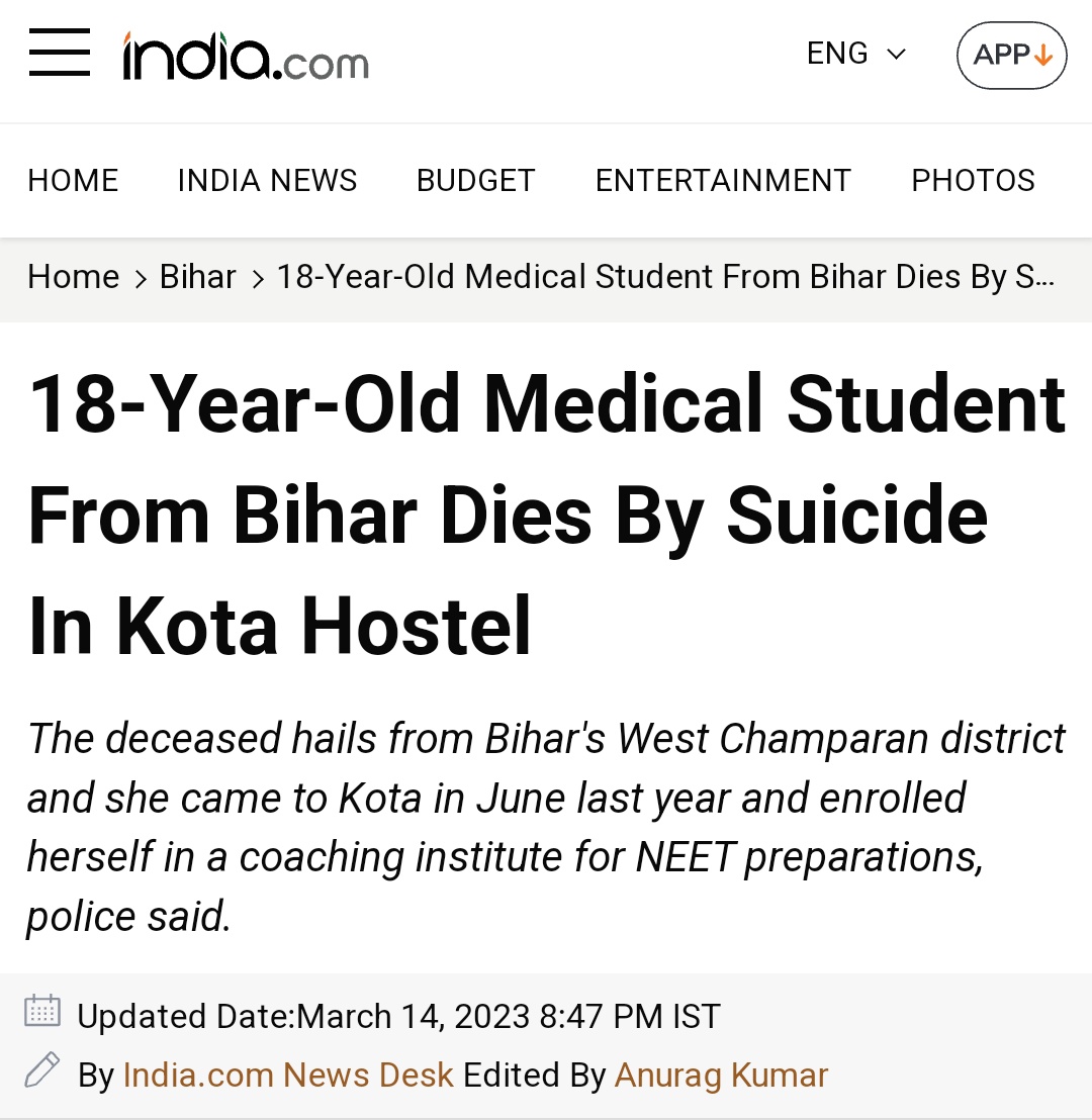 UnnieXokim95018's tweet photo. #NEETUG2023POSTPONE

Ab kitne suicides ke baad final faisla hoga... I'm still wondering 
#NTA SHAME ON YOU https://t.co/PdPwDagDQi