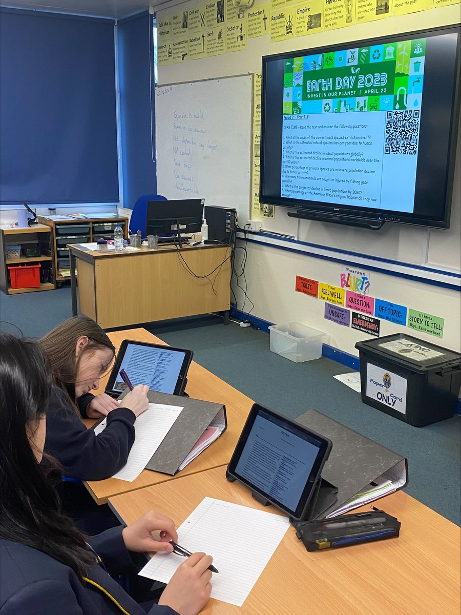 RBAGeography's tweet photo. Earth day celebrations are in full swing at @RBAcad during period 2 students were conducting guided reading on endangered animals or learning about the history of Earth Day. #EarthDay2023 #geography #InvestInOurPlanet https://t.co/kdnPnLGdef