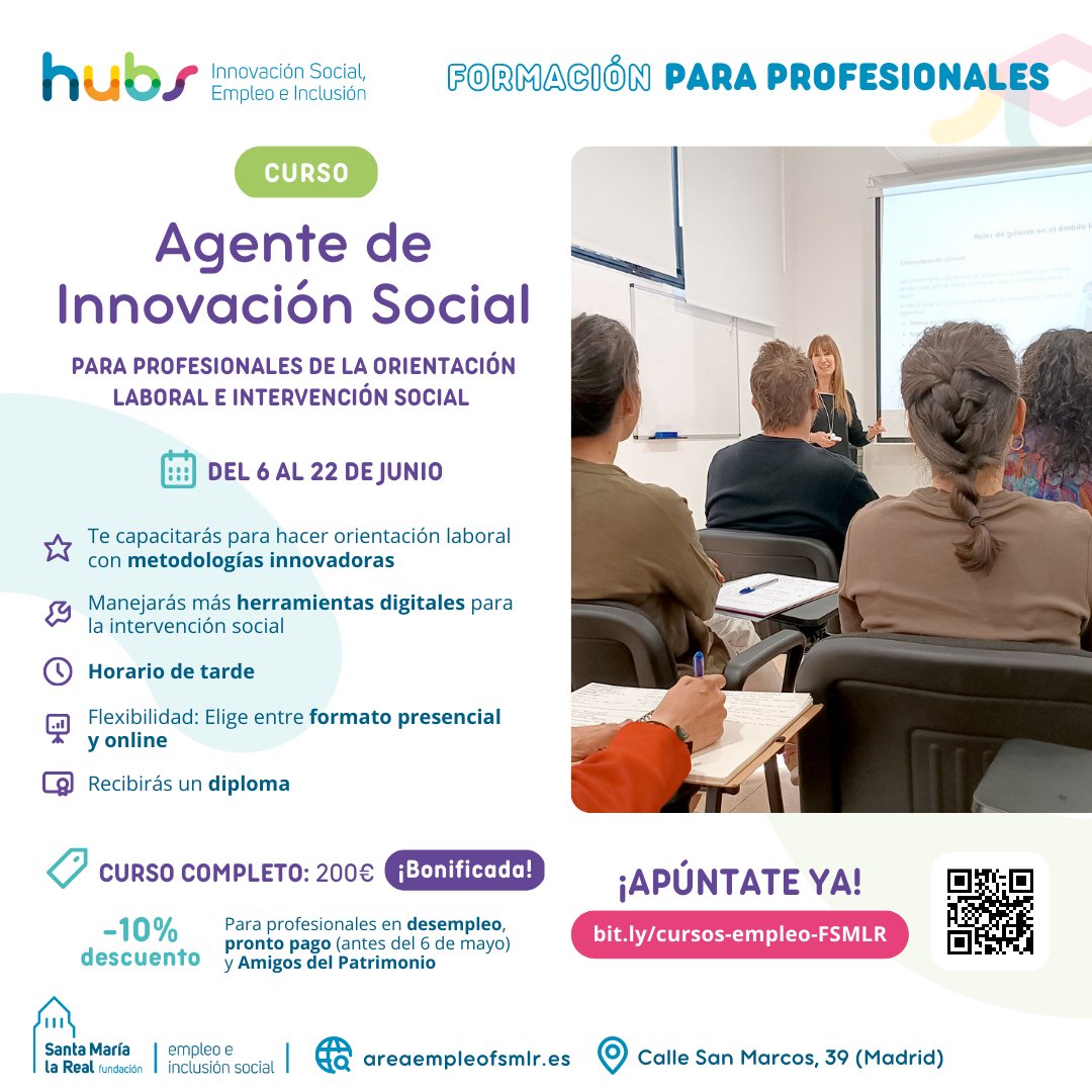 AreaEmpleoFSMLR's tweet photo. 🙋‍♀️🙋‍♂️ ¿Eres #profesional de la #OrientaciónLaboral?💡Si quieres adquirir nuevas #HerramientasDigitales y conocer #MetodologíasInnovadoras para intervenir con diferentes colectivos👉¡Te recomendamos el nuevo #curso de #Agente de #InnovaciónSocial! https://t.co/ecB4QbslUq https://t.co/pQwOgTSO0Q