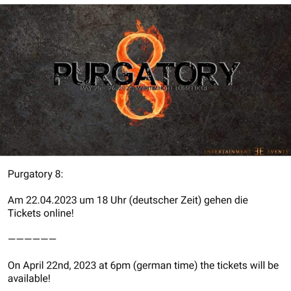 Ent_Event's tweet photo. #PurCon8 Tickets will go online tomorrow: https://t.co/ysmxMVjdr7

#spn #supernatural #supernaturalcon #supernaturalconvention #convention #entevents #entertainmentevents #purgatory8 #purcon #purgatoryconvention #purgatorycon #spnfamily https://t.co/8XiawMYy1V