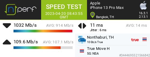 Ru_Janeeya's tweet photo. 🏠 #TrueSphere คือ safe zone ดีดี ช่วงอากาศทะลุ 40• อยู่ห้องไม่ไหว ค่าไฟแพงมาก ขออาศัย แอร์เย็นๆ ชากาแฟ คุกกี้ ฟรี ! เน็ตแรงๆ ทำงานชิลล์ๆ ☕️🍪💻
.
↓1032072 kb/s ↑109568 kb/s, ⇄ 12 ms / Mobile:True Move H / #iPhone13ProMax / #nPerf v2.13.1 / https://t.co/MPfP01ofzC