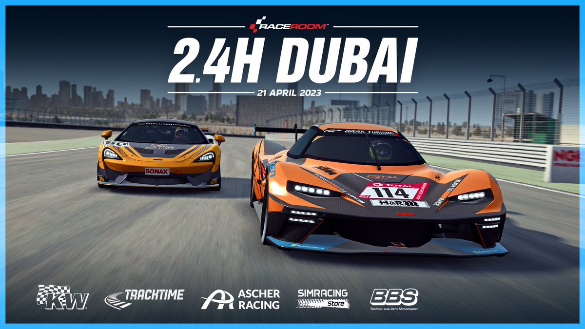 raceroom's tweet photo. 𝗥𝗮𝗰𝗲 𝗗𝗮𝘆!🏁

🇦🇪 The #RaceRoom #Dubai 2.4H Special Event takes place tonight

📨 Drivers will be split by their Rating and received the server info in the grid mail

🔴 The top split will be streamed LIVE, 19:30 CEST
https://t.co/5kILOwDLUE https://t.co/aIxkMMq0TG