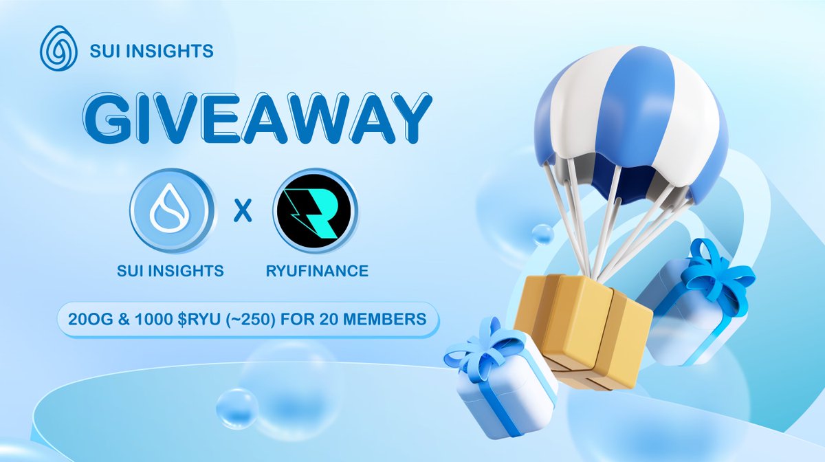 SuiInsights's tweet photo. 🔥A GIVEAWAY EVENT SPONSORED BY RyuFinance IS COMING 

 ⚡️We are giving away 20OG and 1000 $Ryu (~250) to 20  lucky winner 

To win 👇

1️⃣Follow @SuiInsights &amp; @RyuFinance
2️⃣Like &amp; RT, Tag 2 friends
3️⃣Join Discord and leave the proof below this tweet: https://t.co/wUF3wfrSjl https://t.co/kqfQ7UYMzB