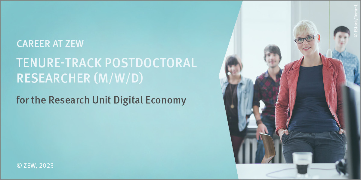 zew_en's tweet photo. #ZEW is hiring! We are looking for a Tenure-Track Postdoctoral #Researcher in #DigitalEconomy. If you are seeking a career as a researcher and the chance to work at one of the leading #EconomicResearch institutes in Europe – submit your application: https://t.co/jFIIf7bWh1 https://t.co/DLQqBuMZNr