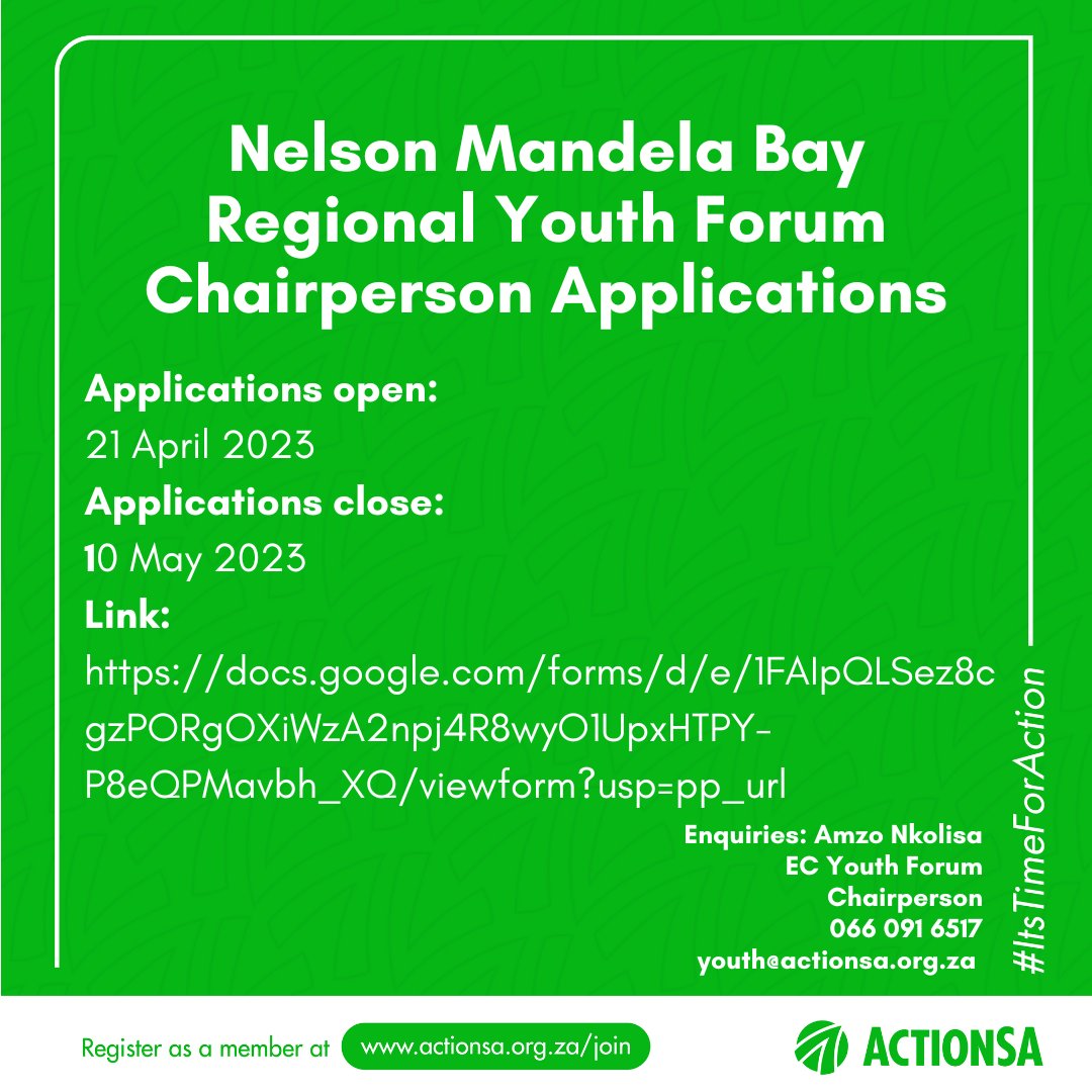 ‼️Opening of Regional Chairperson applications in the Buffalo City and Nelson Mandela Bay Regions‼️
@Action4SA  @ActionSA_EC  @ActionSA_Youth  @ActionSA_BCM  @ActionSA_NMB @AtholT @HluphiGafane @Amzolelenkolisa @stephangerber0