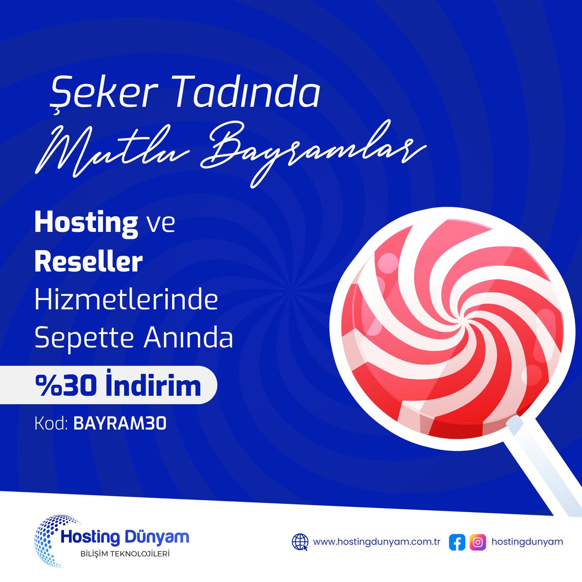hostingdunyam's tweet photo. Mutlu bayramlar 🍬 

Hosting Dünyam olarak bayram için özel bir kampanya ile geldik. Hosting ve reseller hizmetlerinde sepette anında %30 indirim fırsatını kaçırma!

#hosting #reseller #bayram #indirim https://t.co/3BjzNzCgUo