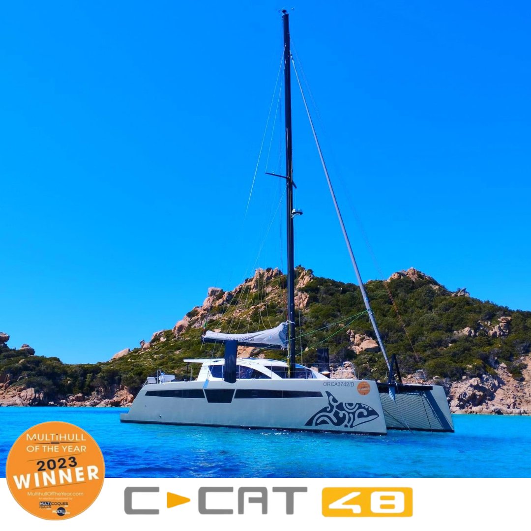 CCatamarans's tweet image. ⛵C-CAT 48 est un catamaran exceptionnel qui a remporté le titre prestigieux de #Multicoque de l'année en 2023. Avec sa combinaison de #performances exceptionnelles et de design élégant, il offre une expérience de navigation inoubliable.