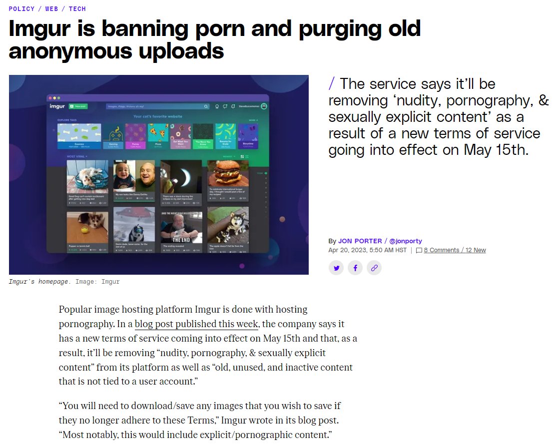Ricky Cage // Top 2%... of the time on Twitter: "Imgur's banning porn