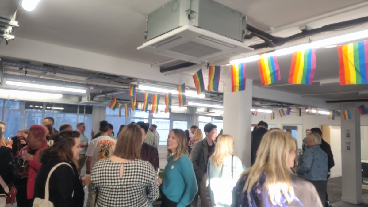 HardingEvans's tweet photo. Fantastic time at the @PrideCymru launch last night with #TeamHE represented by Emma from our Children Law team and Marketing Manager Haley. It was great to support our colleague Gian, a Senior Associate in our Residential Conveyancing team, and also the Pride Cymru Chair! https://t.co/FTPv9nr0X6
