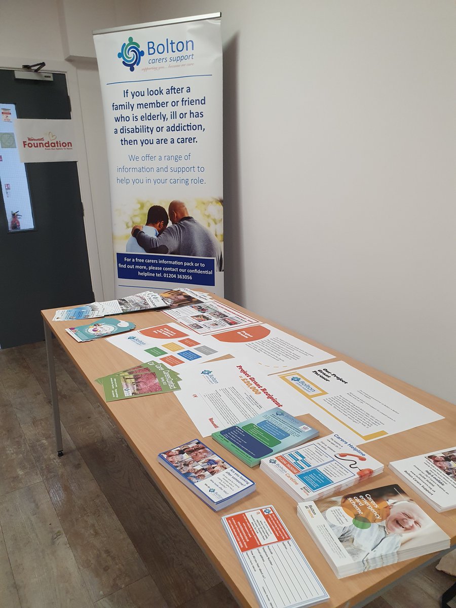 All set up at Warburtons Bolton Bakery to talk to their staff about how they are supporting our work and to tell them about the services we offer to Bolton's unpaid carers. #unpaidcarers #carers #support#thinkcarer