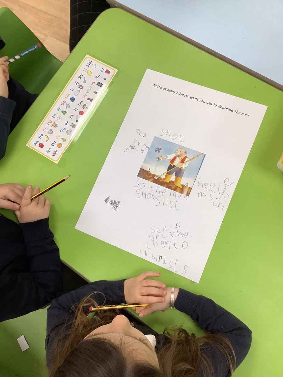 SomersEYFS's tweet photo. Children in Reception at @HeathSomers are showing their independent writing skills and their adjective knowledge by creating their own word banks to help describe the main character in ‘The Enormous Turnip’. Great writing, team! #teamsomers https://t.co/c6GXyoCjEq
