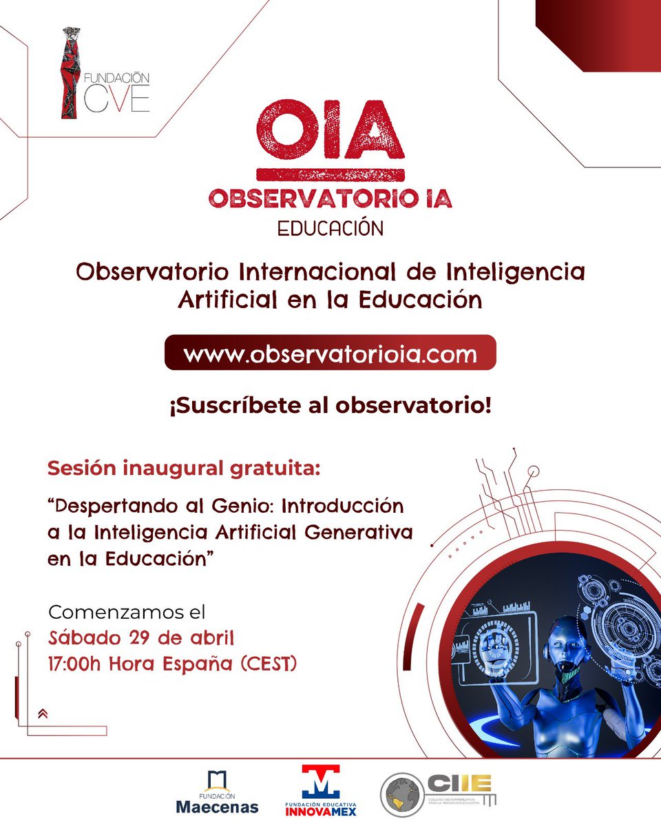 Te invitamos a nuestro Observatorio ! Jornada Inaugural 29 de abril a las 17.00 . Suscríbete !! @MaecenasEyC