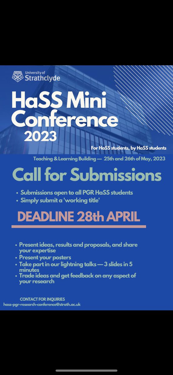 manderson_laura's tweet photo. PGRs from Humanities and Social Sciences are hosting a ‘mini-conference’ in May. Fantastic opportunity to share/exchange ideas, present research and get peer feedback in an informal friendly setting. Get in touch to take part or attend! Please RT @HaSSGradSchool @UOSPsychology https://t.co/wU0OlBleWf
