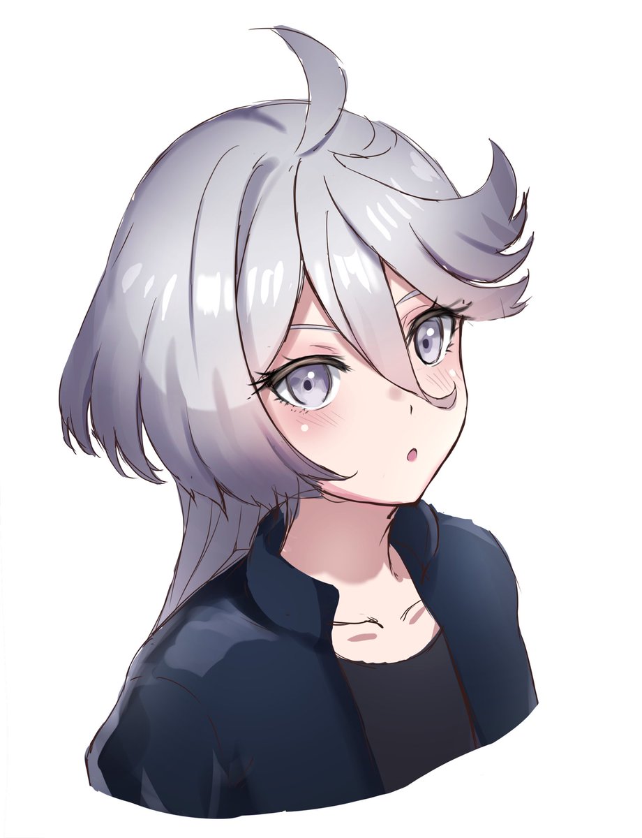 miorine rembran 1girl solo white background grey hair grey eyes simple background ahoge  illustration images