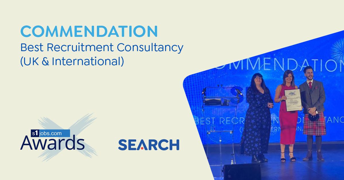We had a fantastic evening at the #S1JobsAwards and were delighted to receive a commendation award for Best Recruitment Consultancy (UK &amp; International).

We're proud to have been recognised alongside such a high calibre of nominees. Thank you to <a href="/s1jobs/">s1jobs</a> for a brilliant evening!